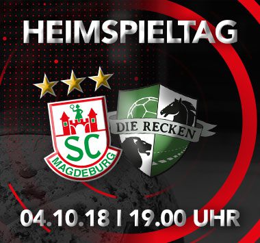 Ankündigungsgrafik zum Heimspieltag des SC Magdeburg gegen die TSV Hannover-Burgdorf mit Vereinslogos und Spielzeit.