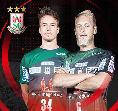 Collage der SC-Magdeburg-Handballer Gisli Thorgeir Kristjansson und Mika Damgaard.