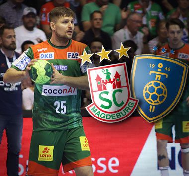 Spielszene von der SCM-Saisoneröffnung: Rückraumspieler Marko Bezjak (Trikotnummer 25) am Ball während des Spiels gegen RK Celje.