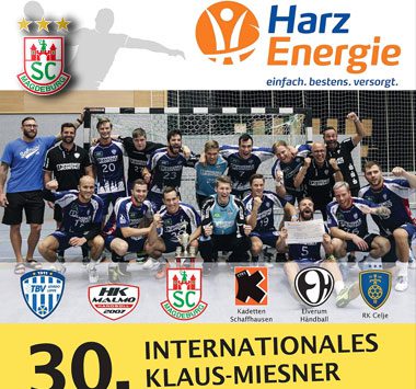 Werbebanner für das 30. Internationale Klaus-Miesner-Handballturnier.
