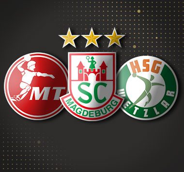 Logos von MT Melsungen, SC Magdeburg und HSG Wetzlar.