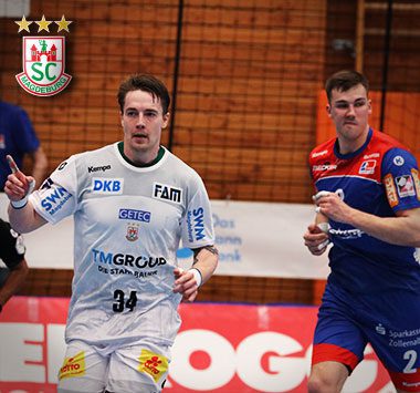 Michael Damgaard auf dem Spielfeld während eines Spiels des SC Magdeburg gegen Balingen.