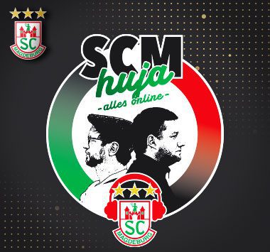 Logo und Banner zur Webshow „SCM HUJA“ des SC Magdeburg.