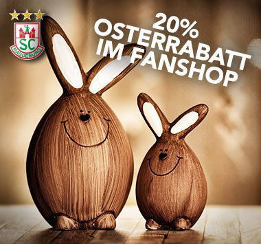 Titelgrafik zur Rabattaktion „20% Osterrabatt im Fanshop“ des SC Magdeburg.