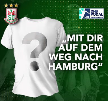 Werbebanner zur DHB-Pokal-Trikotaktion des SC Magdeburg.