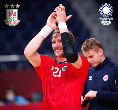 Magnus Gullerud feiert den Einzug ins Viertelfinale bei den Olympischen Spielen.