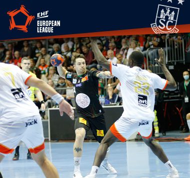Michael Damgaard in einer Spielszene der EHF European League gegen PAUC Handball.
