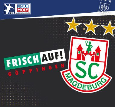 Die Vereinslogos von Frisch Auf Göppingen und dem SC Magdeburg