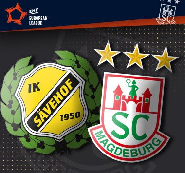 Die Vereinslogos von IK Sävehof und dem SC Magdeburg