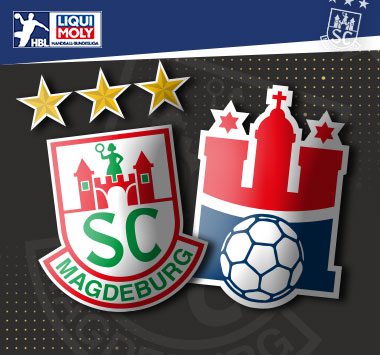 Die Vereinslogos von HSV Hamburg und dem SC Magdeburg
