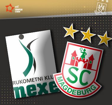Die Vereinslogos des SC Magdeburg und von RK Nexe Nasice