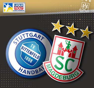 Die Vereinslogos des SC Magdeburg und von TVB Stuttgart