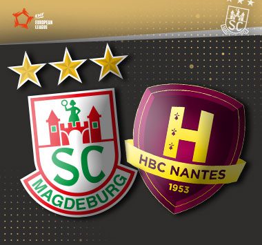 Die Vereinslogos des SC Magdeburg und von HBC Nantes