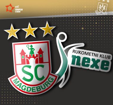 Die Vereinslogos des SC Magdeburg und von RK Nexe