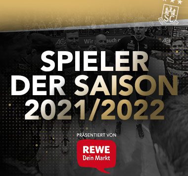 Ankündigungsgrafik zur Wahl „SPIELER DER SAISON 2021/2022“, präsentiert von REWE