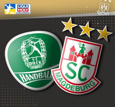 Die Vereinslogos des SC Magdeburg und von SC DHfK Leipzig