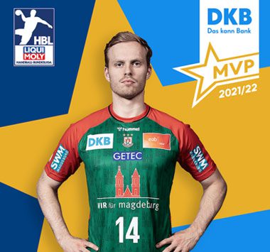 Auszeichnungsgrafik der HBL für Ómar Ingi Magnússon als wertvollster Spieler (MVP) der Saison 2021/22.