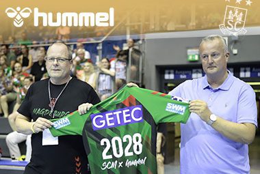 Begegnungsgrafik des SC Magdeburg gegen Chambéry Savoie Handball zum Hummel Cup.