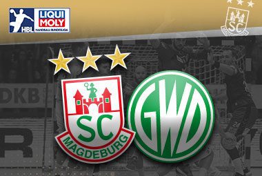 Vereinslogos des SC Magdeburg gegen GWD Minden