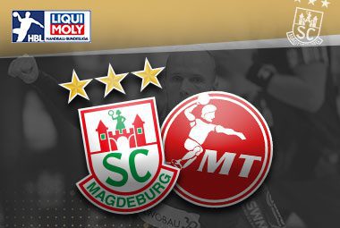 Vereinslogos des SC Magdeburg gegen MT Melsungen