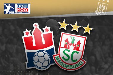 Vereinslogos des SC Magdeburg gegen HSV Hamburg