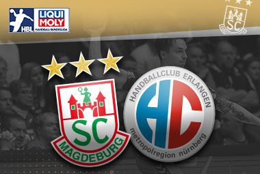 Vereinslogos des SC Magdeburg gegen HC Erlangen
