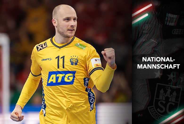 Nationalmannschaft-Grafik des SC Magdeburg mit Daniel Pettersson im schwedischen Nationaltrikot.
