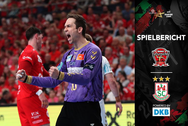 Spielbericht: Torhüter Nikola Portner jubelt emotional über den Champions-League-Sieg gegen Veszprém.