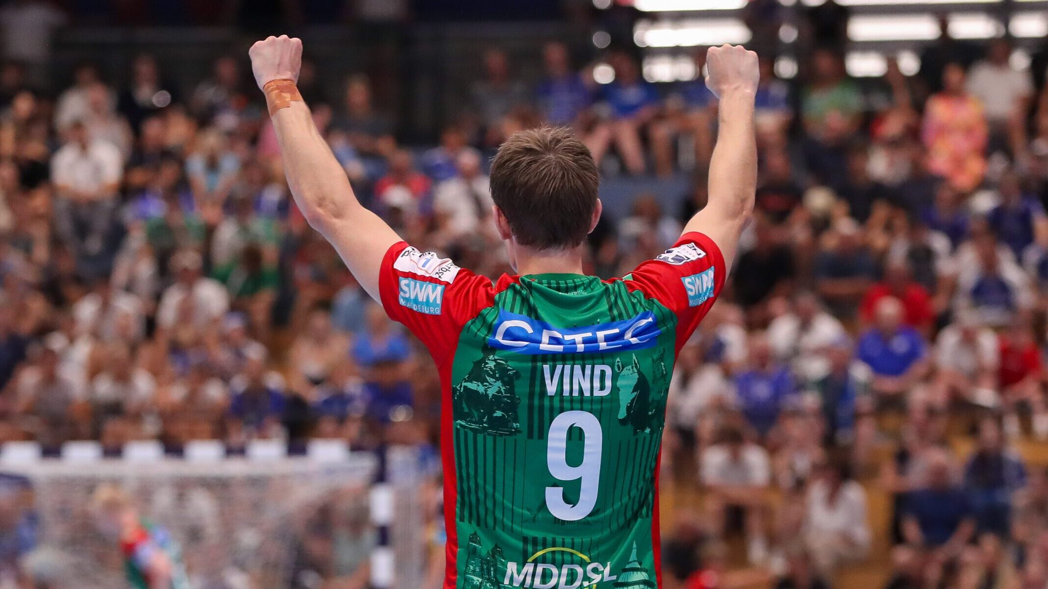 15.08.2026, xgox, Handball - Wartburg Cup SC Magdeburg - ThSV Eisenach emspor, v.l. Oskar Vind Rasmussen (Magdeburg, 9) Jubel, Torjubel, jubelt ueber das Tor, celebrate the goal, celebration