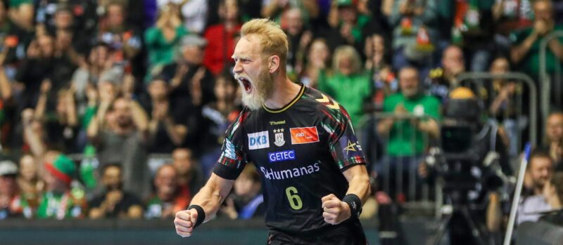 07.05.2026, xgox, Handball - EHF Champions League - 1/4 Finale SC Magdeburg - Pick Szeged v.l. Matthias Musche (Magdeburg, 6) Jubel, Torjubel, jubelt ueber das Tor, celebrate the goal, celebration
