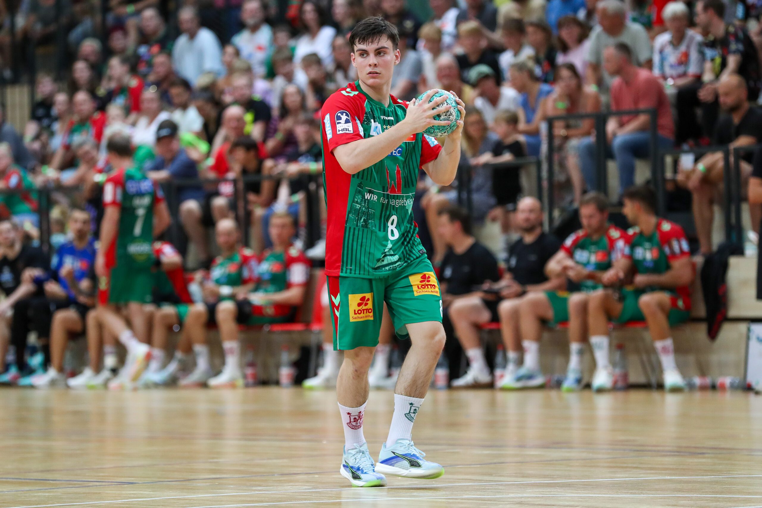 Handball - Testspiel SC Magdeburg - HSC Coburg emspor, v.l. Tim Thielicke