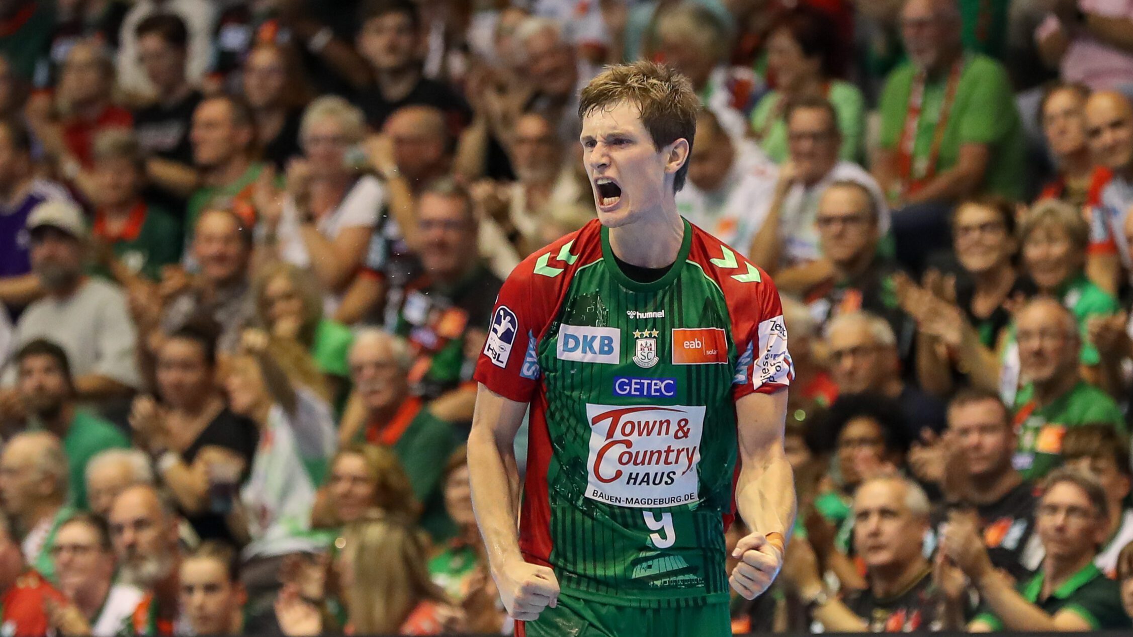 13.09.2026, xgox, Handball - Opel HBL SC Magdeburg - HSG Wetzlar emspor, v.l. Oskar Vind Rasmussen (Magdeburg, 9) Jubel, Torjubel, jubelt ueber das Tor, celebrate the goal, celebration
