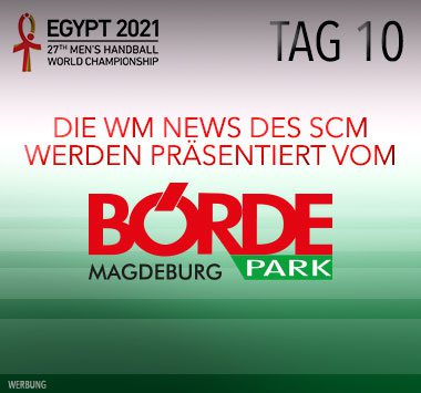 Sponsoren-Grafik des Börde Parks Magdeburg zu den SCM-Nachrichten der Handball-WM 2021.