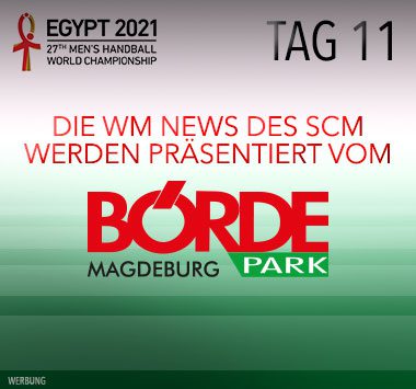 Sponsoren-Grafik des Börde Parks Magdeburg zu den SCM-Nachrichten der Handball-WM 2021.