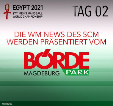 Sponsoren-Grafik des Börde Parks Magdeburg zu den SCM-Nachrichten der Handball-WM 2021.