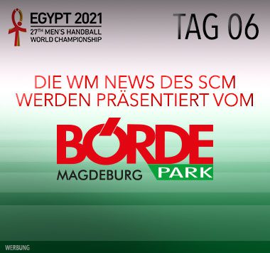 Sponsoren-Grafik des Börde Parks Magdeburg zu den SCM-Nachrichten der Handball-WM 2021.